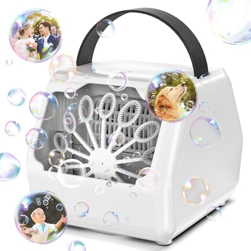 Bubble Machine, Bubble Machine for Kids 16000+ Bubbles/Min with 2 Speeds Portable Bubble Maker, Electric Bubble Blower for Kids Parties, Birthday, Wedding Scene, Camping, Powered by USB or Batteries