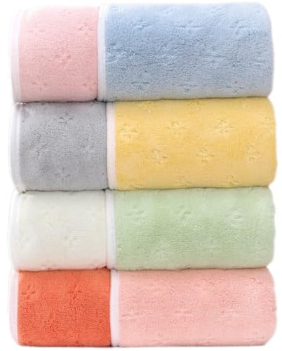 SOFTBATFY Mikrofaser Handtücher Weiche doppelte Farbe Handtücher für Badezimmer 4Pack 40 x 75cm Ideal für Haar Spa Gym und Reisen (mehrfarbige Blume)