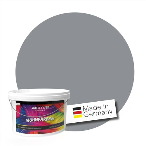 WALLCOVER hochwertige Wandfarbe für Innen | Grau | 1L für 8m² | Hochdeckende Innenfarbe Matt (Klasse 1) | Profi Qualität aus Deutschland
