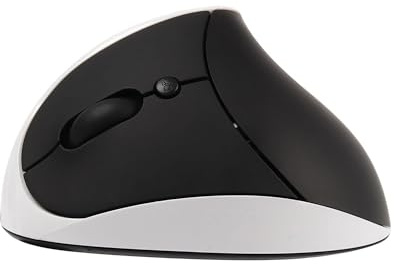 CHUYI Left-Handed Mouse, Ergonomic Vertical Rechargeable Wireless Mouse, 6 Buttons, Optical and Portable Wireless Office Mice with USB Receiver for PC Computer Laptop (Black & White)