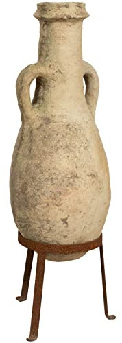 Biscottini Vieja ánfora en Tarro con Asas de Terracota – Anfora Base de Hierro