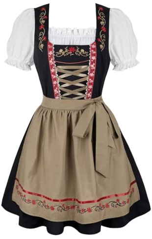 Grebrafan Robe Oktoberfest Femme Dirndl Costume Bavarois Braun Small