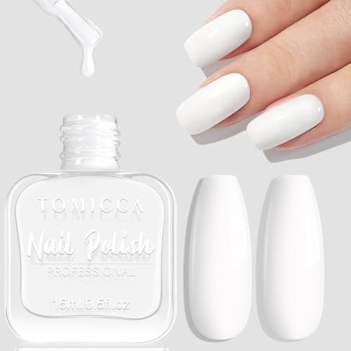 TOMICCA Quick Drying Pure White Nail Polish, Long Lasting Chip Resistant for DIY Manicure Decorations, French Style, 15ml