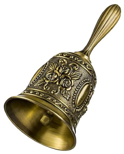 UZSUZZ Handglocke, Resturant Service Glocke, Weihnachtsglocke, Hand Glocke, Glöckchen, Vintage Glocke Wunderschön Geschnitzte Handglocke für Restaurants, Schulen Und Beim Haustiertraining Verwendet