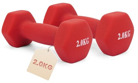 HCT STYLE Set de Mancuernas, 2 Pesas Hexagonales de 1 a 5 kg | Mancuernas con revestimiento antideslizante para fitness, aeróbic, fuerza y entrenamiento en casa, disponibles de 1 a 5 kg