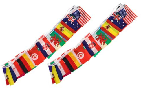 BESTonZON Länderflaggen Wimpelkette Internationale Dekoration Für Fußballpartys Fahnengirlande Mit Ländern Für Wm Dekorative Schnurfahnen Für Garten Und Feierlichkeiten