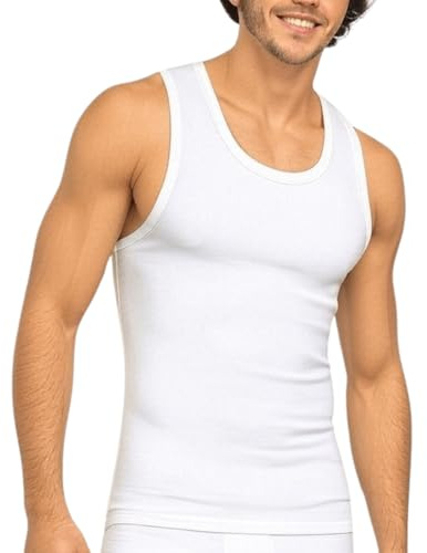 BeMyco Set 3 Canottiere Uomo Cotone Spalla Larga – Canotta Intima Uomo Bianca, Traspirante e Comoda, Ideale per Ogni Stagione – Taglie M a 3XL (IT, Testo, 3XL, Regular, Regular, Bianco)