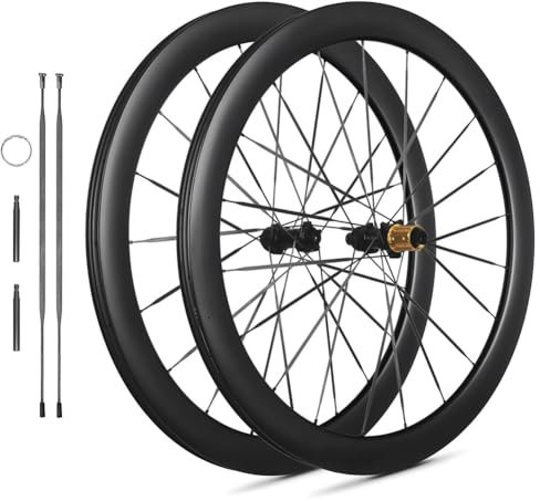 LSRRYD 1225g Carbon Rennrad Laufradsatz Scheibenbremse 700C 50mm Breite Drahtreifen Schlauchlos Kompatibel Steckachse Laufradsatz