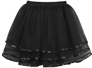 Wikoan Enaguas Suaves para Mujer Faldas con Volumen Petticoat de Encaje Faldas de Baile para Fiestas,Negro,S/M