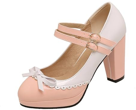 BGFCDFGV Rosett färgblockad lack läder spänne lacrosse,Pink,42 EU