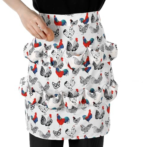 Eierschürze, Frauen Schürze, Verstellbare Schürze Zum Eiersammeln, Hühnereier Schürzen mit 12 Taschen, Sammelschürze für Hausfrauen, Bauernhöfe, Küchen, Restaurants und Eltern-Kind-Aktivitäten