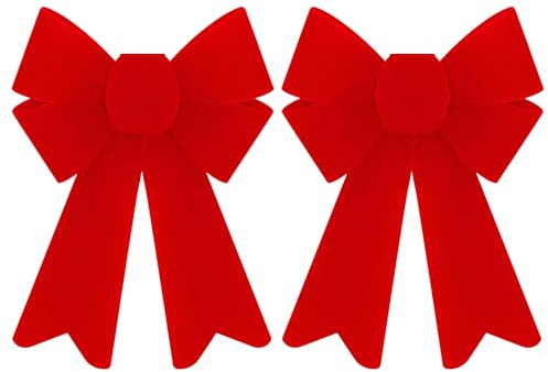 YUYWWAN Grandi Fiocchi per Albero di Natale, Rossi Fiocchi Albero di Natale, Fiocco Decorativo Natanale Classico, per Ghirlande, Scale, Camino, Matrimoni, Vacanze, Decorazioni per La Casa (Rosso-J)