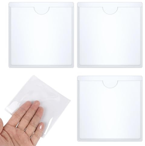 3 Pack Self-Adhesive Car Tax Disc & Parking Permit Holders, Clear Square PVC Windscreen Badge Protectors, Easy Stick-On Organisers for Permits, Tickets and ID Cards