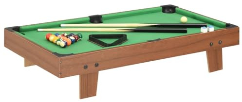 vidaXL Mini Billardtisch 3-Fuß mit Dreieck Billardkugelset Billiardqueue Kreide Pool Billiard Billard Billiardtisch 92x52x19cm Braun Grün