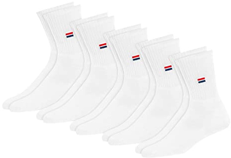 NAVYSPORT 5 Pairs Men's Socks 9-12 Trainer Cotton Crew White Socks, Pack of 5 (Shoe Size: 9-11, White)