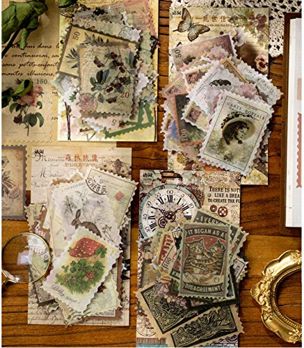 240 Pcs Pegatinas Tema de sello Personajes plantas flores y pájaros edificio para DIY Manualidades Decoración Scrapbooking Álbumes de Recortes Calendarios Tarjetas
