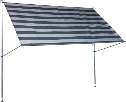 Angerer Toldo de sujeción prémium a Rayas, Gris Oscuro, 150 cm, Color Gris