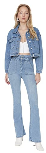 Trendyol Jeans Acampanados para Mujer, Azul, 40