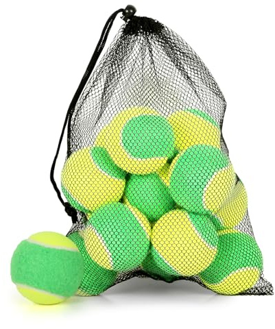MRYCZ FYRHD 12 Pack Tennis Balls for Kids 25% Low Compression Stage Tennis Ball for Beginners Youth Kids Training Practicing with Mesh Bag Easy to Transport, Yellow & Green