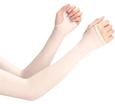 XJARVIS Svart UV solskyddande solskydd med tumhålsarmärmar, utomhus inomhus användning unisex armärm för män kvinnor barn med kompression och kyleffekt (svart), 1 par- hudfärg, One Size