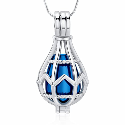 QGJNSGC Collier avec médaillon urne en forme de larme, collier avec pendentif urne pour cendres, bijou commémoratif, pendentif souvenir en découpe, collier en forme de montgolfière à air chaud, Acier