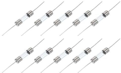 QUARKZMAN 10pcs Tubos de Vidrio Fusibles Axiales con Cable de Pb 5x20mm 6.3A 250V para Reemplazar o Reparar Muchos Electrónicos del Hogar (F6.3A)