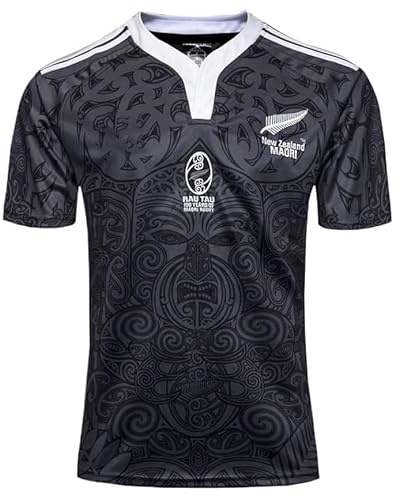 HCOISINI Camiseta de Rugby, Camiseta de Rugby maorí de Nueva Zelanda del 100 Aniversario, Camiseta de fútbol(XL)