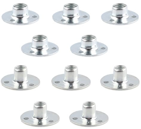 10 Piezas M8/M10 Tuerca de Fijación Zincada Tres Orificios Base Redonda Tuercas para Muebles