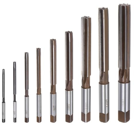 QUARKZMAN 9 Piezas Juego de Escariadores Manuales 3/4/5/6/8/10/12/14/16mm H7 Métrico Aleación de Acero Escariador Recto con Flautas de Acero Herramienta de Corte para Metal Madera