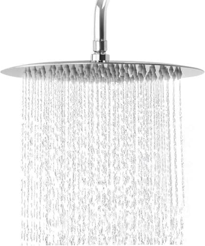 Rainfall Shower Head - 10 Inch Round Shower Head for Waterfall - 304 Stainless Steel with High Pressure Shower Head for Rain - Zuvo