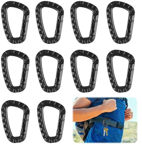 Ceeyoll 10 Stück Karabiner Kunststoff Karabinerhaken Groß Auto Locking Kletterkarabiner Clips für Rucksack Camping Reisen Wandern