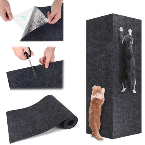 Farerkass Selbstklebende Kratzmatte Katzen, 200 × 40 cm, Selbstklebend Kratzteppich Katze Wand, DIY Kratzbrett Katze, Kletter-Katzenkratzer, Ratzfestes Sofa Kratzmatte, Antikratz für Möbel Couch