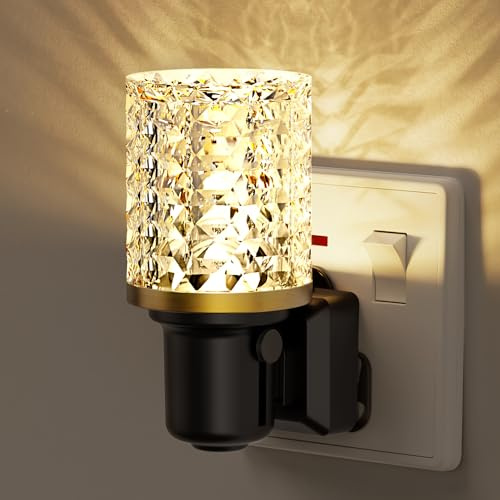JandCase Night Light Plug in Wall, Modern Acrylic Night Light with Dusk to Dawn Sensor, 0-100LM Dimmable Nightlight, Warm White 3000K, Plug in Wall Light for Hallway, Bedroom, Bathroom