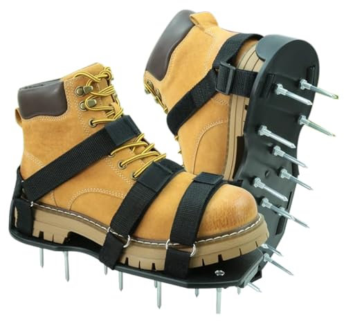 Generico Scarpe Areatrici per Prato - Aeratore per Terreno Compattato con Punte - Calzature Chiodate per Arieggiare Terreno Compatto in Giardini Fattorie e Paesaggistica
