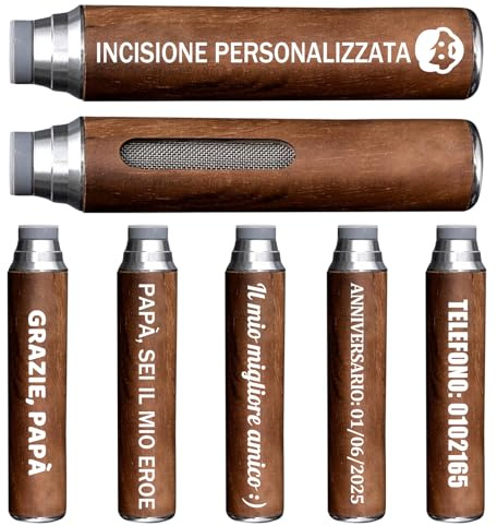 Posacenere Portatile Personalizzato con Incisione di Testo Nome Logo, Portacenere Portatile da Tasca, Mini Posacenere Tascabile a Colonna, per Viaggi Gite, Regalo per Papà Marit Uomo (Marrone scuro)