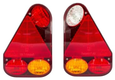 ASPÖCK Set 2x Fanali Posteriori Earpoint III 12V Lampada 6 Funzioni Stop Freccia Retromarcia Retronebbia Triangolo Riflettente Spina 5 PIN IP54 ADR Fari per Rimorchio Carrello