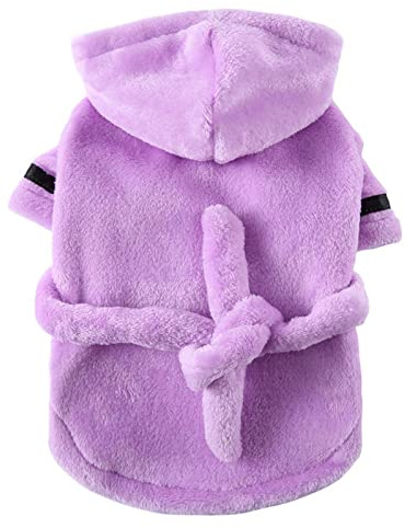 Peignoir d'hôtel pour chiens, chats, animaux de compagnie, vêtements de nuit, serviettes, vêtements pour animaux, doux, moelleux et chaud (violet, M)