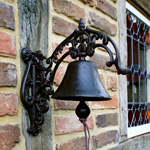 Antikas Cloche de jardin de style maison de campagne - Cloche de porte avec beau bras de maintien - Superbe son
