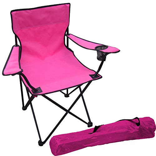 Chaise de pêche/de camping pliante avec porte-gobelet et sac Rose