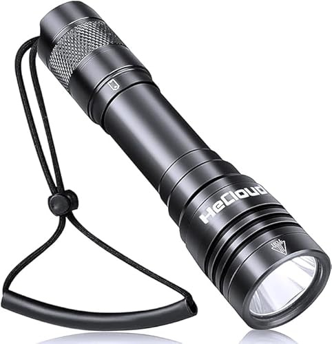 HECLOUD 3000LM Scuba Diving Flashlight with Rechargeable Dive Light Underwater Flashlight 328ft IPX8 Waterproof 4 Modes Scuba Safety Light with Charger for Submarine Deep Sea Snorkeling