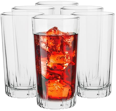 TREND FOR HOME Longdrinkgläser Cocktailgläser | 340 ml | Set von 6 | Trinkgläser Set Wassergläser Longdrink Gläser Highball Wasserglas Saftglas | Spülmaschinenfest | Kollektion Gina