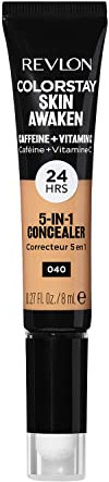 Revlon Colorstay Skin AwakenCorrector de Ojeras e Imperfecciones 5en1, con Cafeína y Vitamina C, Acabado Natural, 8ml (Tono #040 Medium)