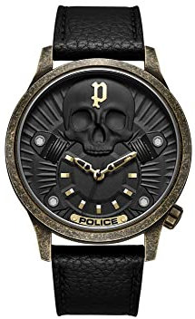 Police Herren Analog Quarz Uhr mit Leder Armband PEWJA2227702