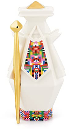 Elena Salmistraro Alessi Joseph ESA05 3 - Joseph Figurine for Nativity Scene in Porcelain with Hand Applied Decals and 24 Carat Gold Details, Multicolored