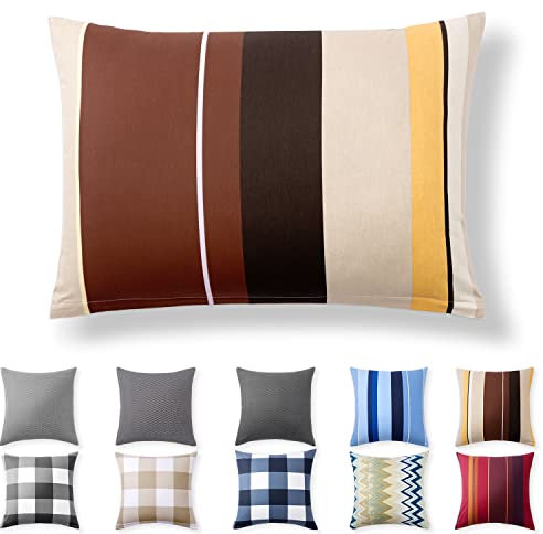 Alreya Renforcé Kissenbezug 40 x 60 cm - 100% Baumwolle mit Reißverschluss, Superweicher Kopfkissenbezug 40x60, Kissenhülle, Beige Wellen, nur Kissenbezug