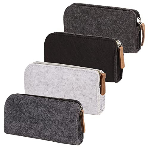 Amfrpar 4 Stück Filz Mäppchen Multifunktions Briefpapier Beutel mit Reißverschluss Federmäppchen Filz Kosmetiktasche Rohling Filzstiftbeutel Stiftemäppchen für Stifte Bleistifte Büro Schulbedarf