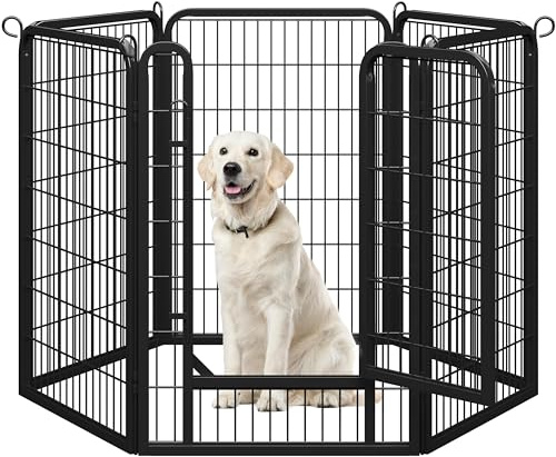 Abician Parc pour Chien en 6 Panneaux Enclos pour Chien 100 cm de Haut Noir