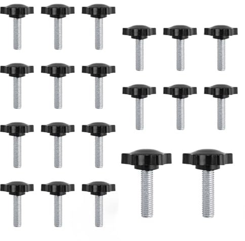 DIYCUT 20 Pezzi Moleteado Roscado Perilla de Sujecion M8, Negro Plástico Tornillo de Mano, Perillas de Tornillo Estrella Multifunción Adecuado para Máquinas, Industria, Equipos (Negro)
