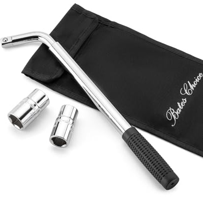 Bates Choice 14 Inch 4 Way Adjustable Lug Nut Wrench, Carbon Steel, 1/2 Drive, 11/16, 3/4, 13/16, 7/8 Sockets