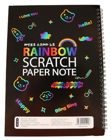 usefulbeauty Arte con Carta da grattare Arcobaleno, Arte con Carta da grattare - 10 Fogli di Pittura AntiGraffio Arcobaleno,Blocco Note per Disegno a Colori in Carta AntiGraffio Nera inodore